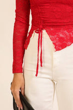 Load image into Gallery viewer, Romance Lace Drawstring Top 3: Burgundy / M
