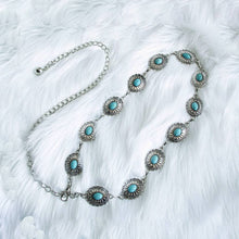 Load image into Gallery viewer, Vintage Turquoise Bohemian Metal Waist Chain: Flowers / M