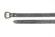 Load image into Gallery viewer, Black Tooled Leather Belt with Floral Filigree ABB 14-2630