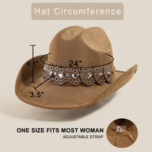 Load image into Gallery viewer, Heart Strap Belt Western Cowboy Hat: BR