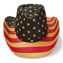 Load image into Gallery viewer, Red, Brown &amp; Blue Americana Straw Western Hat: L/XL