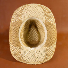 Load image into Gallery viewer, Two Tone Straw Braided Patches Cowboy Hat: IV
