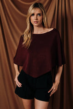 Load image into Gallery viewer, Slouchy Boat Neck Knit Pullover Poncho Top: Black / L