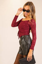 Load image into Gallery viewer, Romance Lace Drawstring Top 3: Burgundy / S