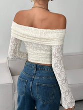 Load image into Gallery viewer, Off Shoulder Long Sleeve Bodycon Top: Ivory / Missy / M