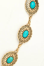 Load image into Gallery viewer, Floral Turquoise Concho Disc Chain Belt: G