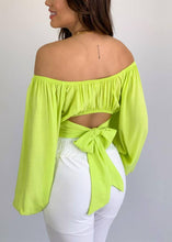 Load image into Gallery viewer, Crop Top Balloon Sleeve Straight-Neck Shirt: White / XL