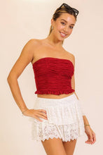 Load image into Gallery viewer, Lace Strapless Crop Top 3: Red / M