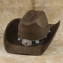 Load image into Gallery viewer, Western Cowboy Hat With Longhorn Buckle Concho: LBR