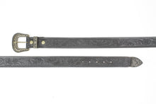 Load image into Gallery viewer, Black Tooled Leather Belt with Floral Filigree ABB 14-2630