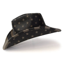 Load image into Gallery viewer, Black &amp; Gray Americana Straw Western Hat: L/XL