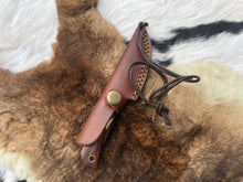 Load image into Gallery viewer, Introducing the Titan TK-060 Damascus Steel Skinner Knife with Rosewood &amp; Stag Grip