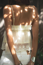 Load image into Gallery viewer, BRIELLE Babydoll Embroidered Mesh Lace Trim V-Neck Cami Top: CREAM / 3 SMALL • 2 MEDIUM • 1 LARGE