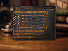 Load image into Gallery viewer, American Flag Burnished Leather Bifold Wallet