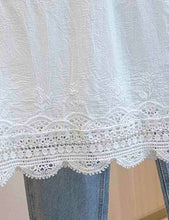Load image into Gallery viewer, Ladies V-Neck Lace Embroidery String Shoulder Cami Top: White / OS/SML