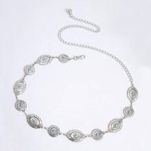 Load image into Gallery viewer, Vintage Turquoise Bohemian Metal Waist Chain: Oval / M
