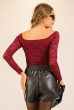 Load image into Gallery viewer, Romance Lace Drawstring Top 3: Burgundy / S