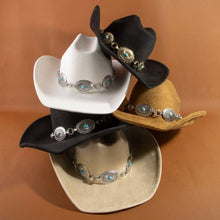 Load image into Gallery viewer, Turquoise Stud Concho Belt Western Cowboy Hat: KA