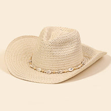 Load image into Gallery viewer, Cowrie Shell Straw Braided Cowboy Hat: IV