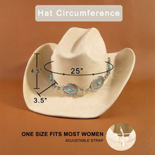 Load image into Gallery viewer, Turquoise Stud Concho Belt Western Cowboy Hat: KA