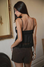 Load image into Gallery viewer, BRIELLE Babydoll Embroidered Mesh Lace Trim V-Neck Cami Top: CREAM / 3 SMALL • 2 MEDIUM • 1 LARGE