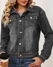 Load image into Gallery viewer, Vintage Gradient Lapel Wash Denim Jacket: DarkBlue / XL