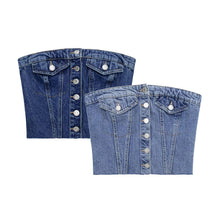 Load image into Gallery viewer, Denim Corset Top: Blue / Missy / L