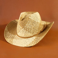 Load image into Gallery viewer, Two Tone Straw Braided Patches Cowboy Hat: IV