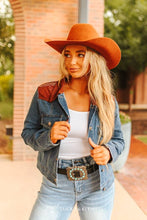 Load image into Gallery viewer, Denim Boot Stitch Brown Leather Yoke Jacket: L