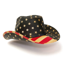 Load image into Gallery viewer, Red, Brown &amp; Blue Americana Straw Western Hat: L/XL