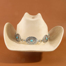 Load image into Gallery viewer, Turquoise Stud Concho Belt Western Cowboy Hat: KA