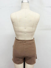 Load image into Gallery viewer, Ruffle Hem Stretch Denim Skort: Brown denim / M
