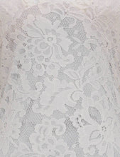 Load image into Gallery viewer, Ladies Lace Scalloped Trim V-Neck Tiered Ruffle Mini Dress: Ivory / L