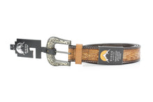 Load image into Gallery viewer, Tan Tooled Leather Floral Belt Unisex Western RMB 14-2502