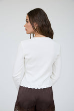 Load image into Gallery viewer, SCALLOPED BUTTON DETAIL LONG SLEEVE KNIT CARDIGAN : BROWN