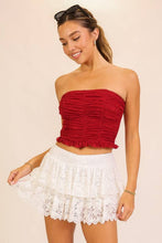 Load image into Gallery viewer, Lace Strapless Crop Top 3: Red / L