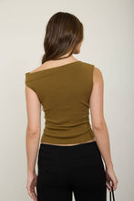 Load image into Gallery viewer, ASYMMETRIC BOAT NECK FITTED KNIT SWEATER TOP: BLACK