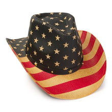 Load image into Gallery viewer, Red, Brown &amp; Blue Americana Straw Western Hat: L/XL