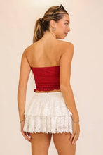 Load image into Gallery viewer, Lace Strapless Crop Top 3: Red / L