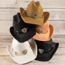 Load image into Gallery viewer, Western Heart Buckle Cowboy Hat: BK