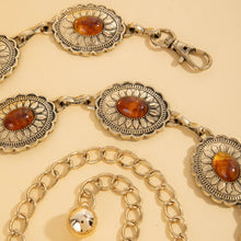 Load image into Gallery viewer, Oval Amber Stud Concho Western Chain Belt: GBR