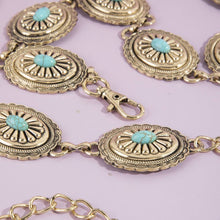 Load image into Gallery viewer, Oval Turquoise Concho Statement Chain Belt: S
