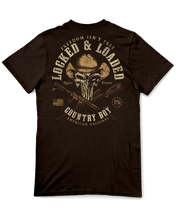 Load image into Gallery viewer, Country Boy® Men's Cotton Tee CB Locked &amp; Loaded Hat Brown: Dark Chocolate / SM