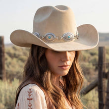 Load image into Gallery viewer, Turquoise Stud Concho Belt Western Cowboy Hat: KA