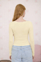 Load image into Gallery viewer, LACE TRIM BUTTON DETAIL LONG SLEEVE KNIT TOP : DARK BROWN