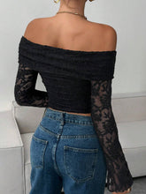 Load image into Gallery viewer, Off Shoulder Long Sleeve Bodycon Top: Ivory / Missy / M