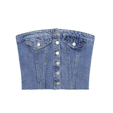 Load image into Gallery viewer, Denim Corset Top: Blue / Missy / XS