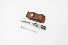 Load image into Gallery viewer, Damascus steel pocket knife Limited Run Black Diamond Wood and Stag Horn TF-052