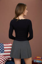 Load image into Gallery viewer, LACE TRIM BUTTON DETAIL LONG SLEEVE KNIT TOP : DARK BROWN