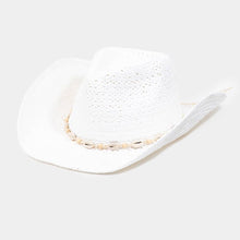 Load image into Gallery viewer, Cowrie Shell Straw Braided Cowboy Hat: IV